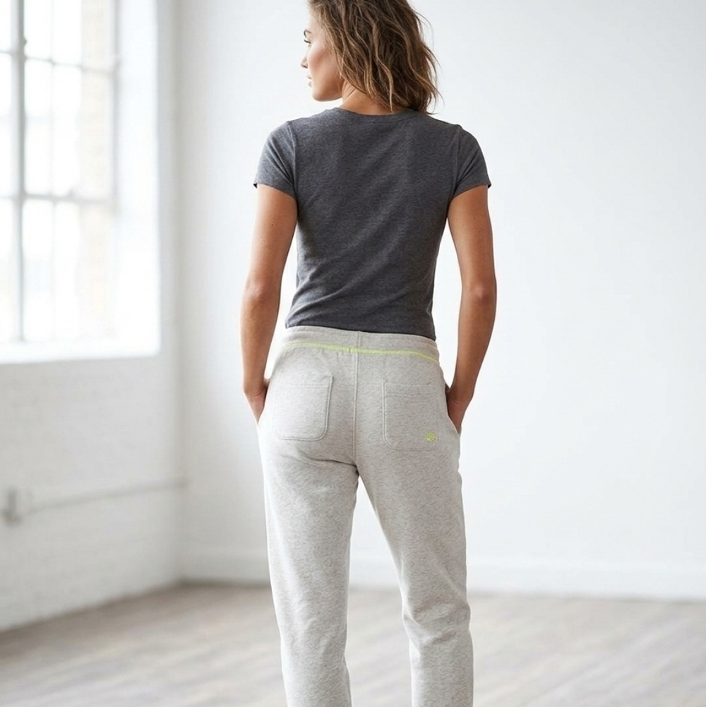 GAP Light Gray Sweat Joggers with Neon Yellow Drawstring - Picture 2 of 12
